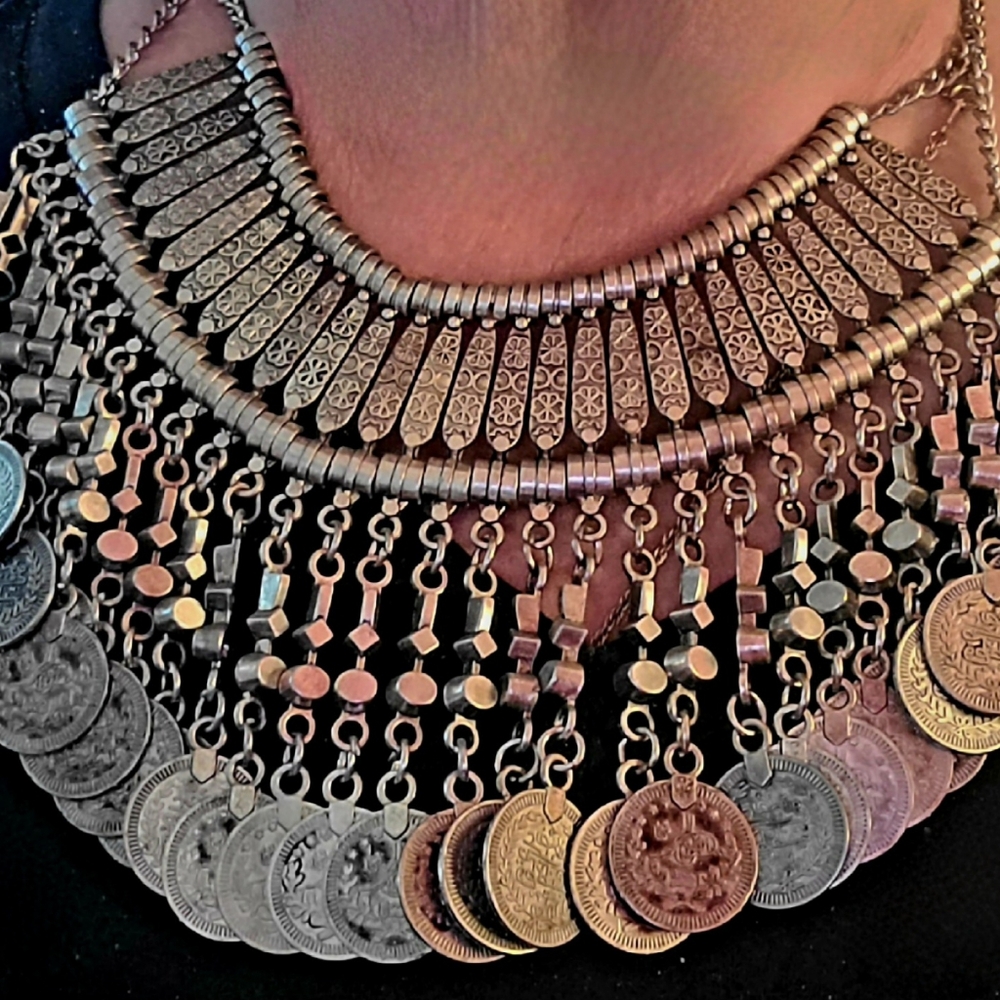 Dramatic Silver-Tone Collar Necklace - image 1